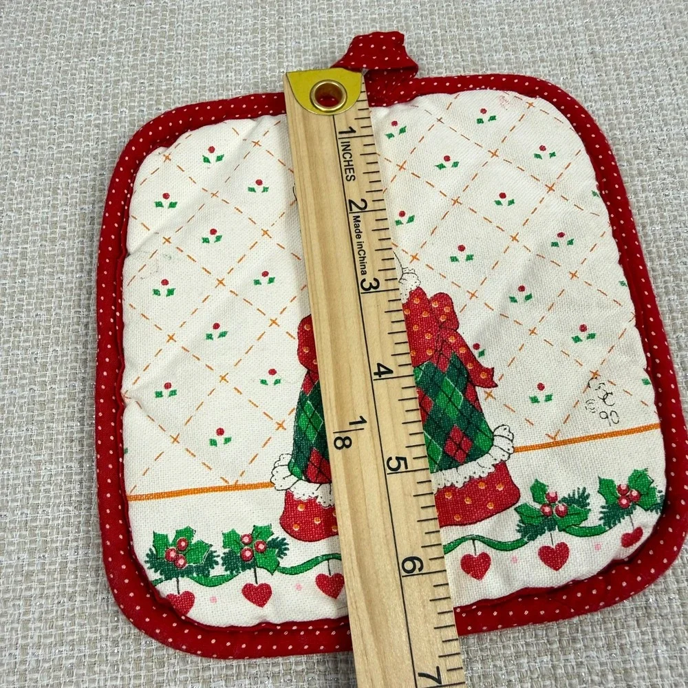 Vintage 1990s CECIL SAYDAH Christmas bunny‎ print Pot Holder